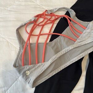 lululemon athletica Gray and Red Strappy Sports Bra